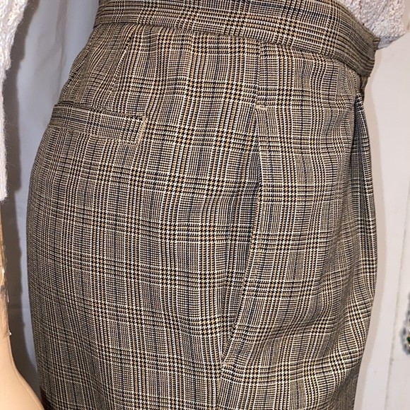Vintage 90s Liz Claiborne Trousers Kylie Plaid Pleated Brown & Tan Pants Size 6 - Picture 14 of 16